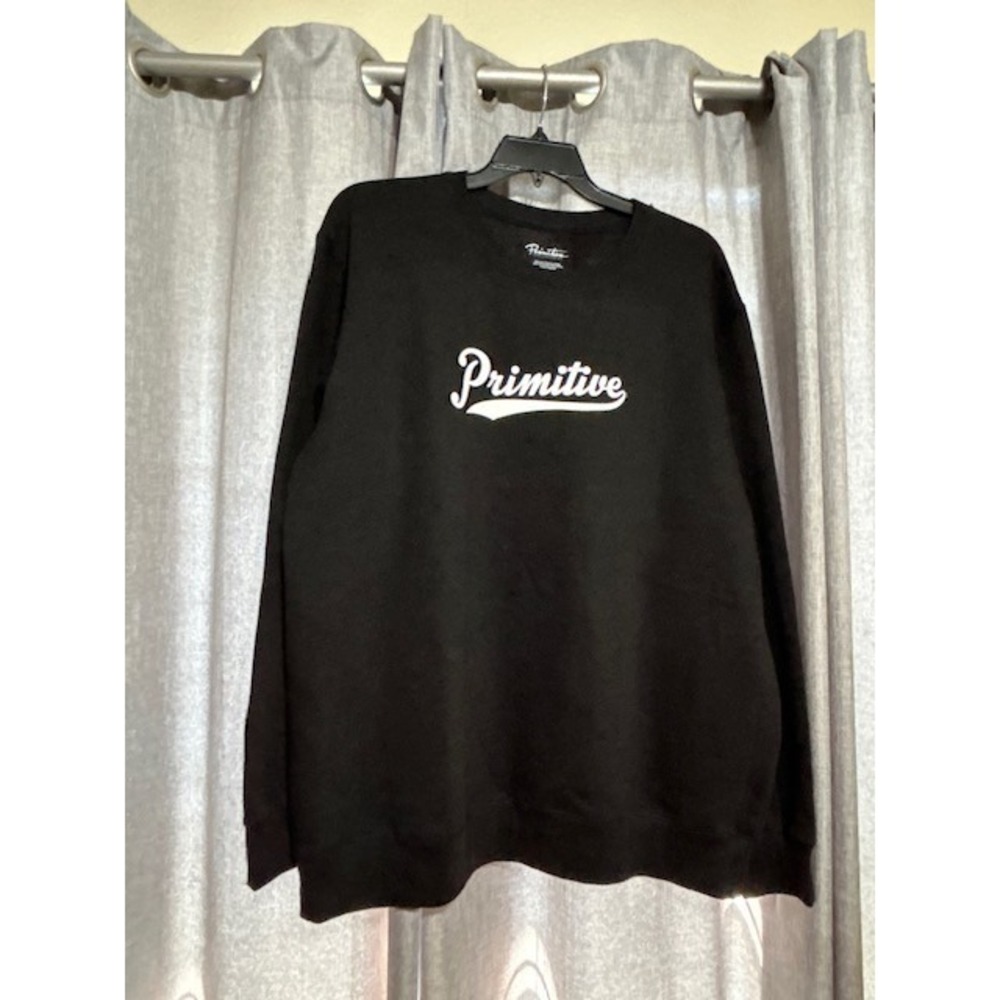 NWOT‎ Primitive Script Logo Men 2XL Skateboarding Biker long Sleeve Black Shirt